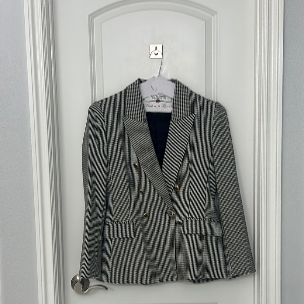 Zara Black and White Houndstooth Blazer